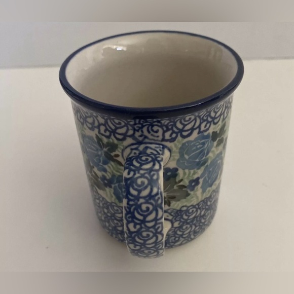 Blue Rose Signed Polish Pottery Spring Blossom 8-10oz  Coffee/Tea Mug - Picture 3 of 9